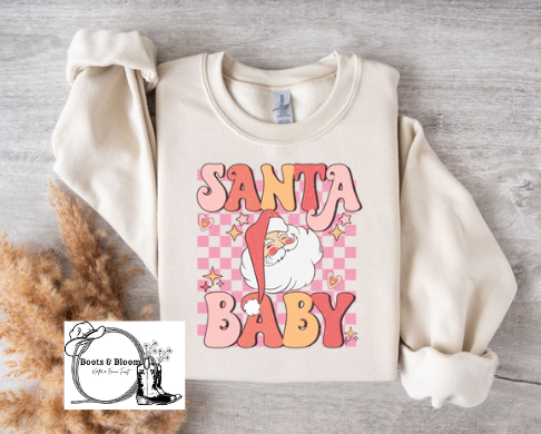 Pink Santa Baby Crew Sweatshirt